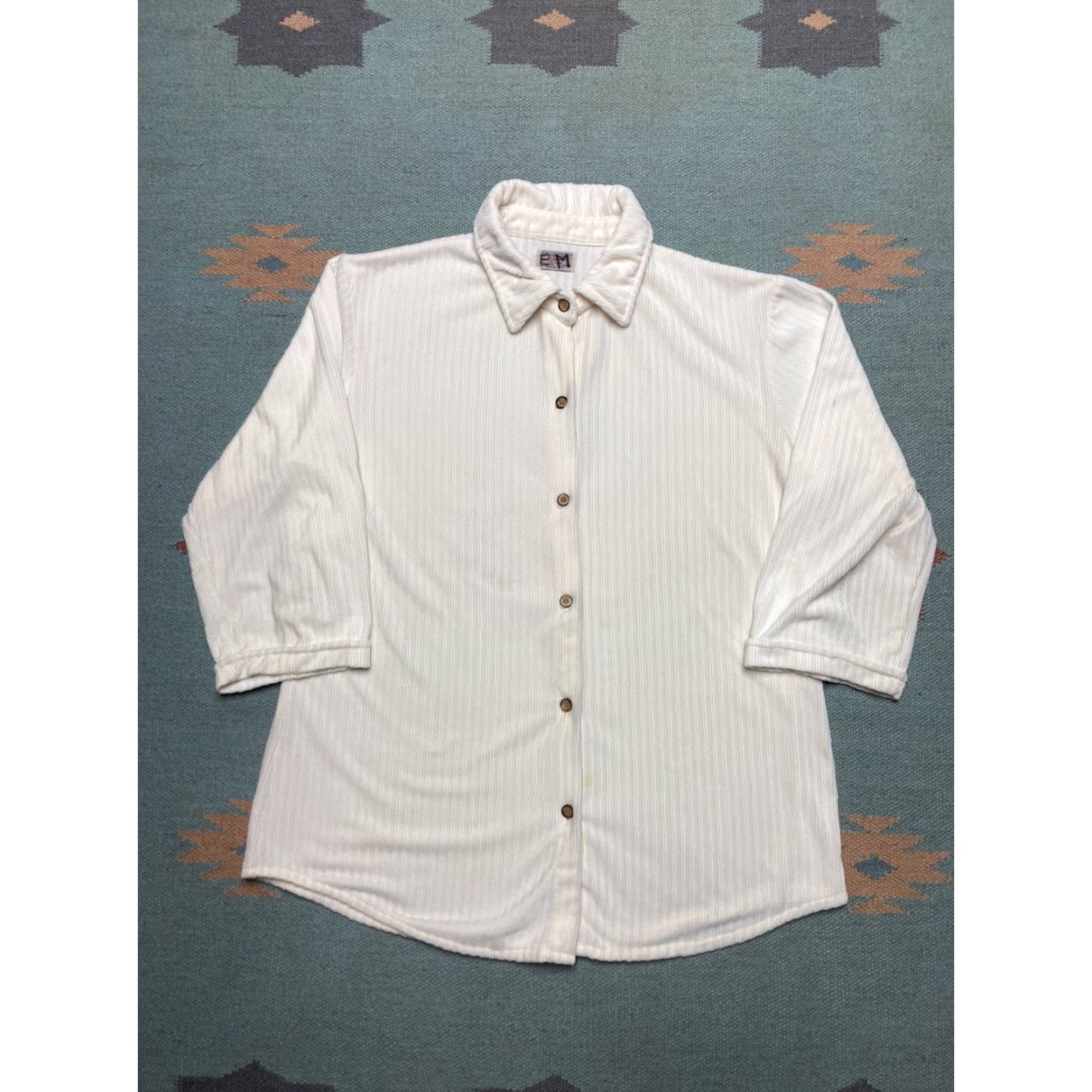 CLOT VINTAGE Beach Shirt Women Large White Terry Button-Up 70s 80s Kikomo Night Beach Night 70s 80s Size L / US 10 / IT 46 - 2 Thumbnail