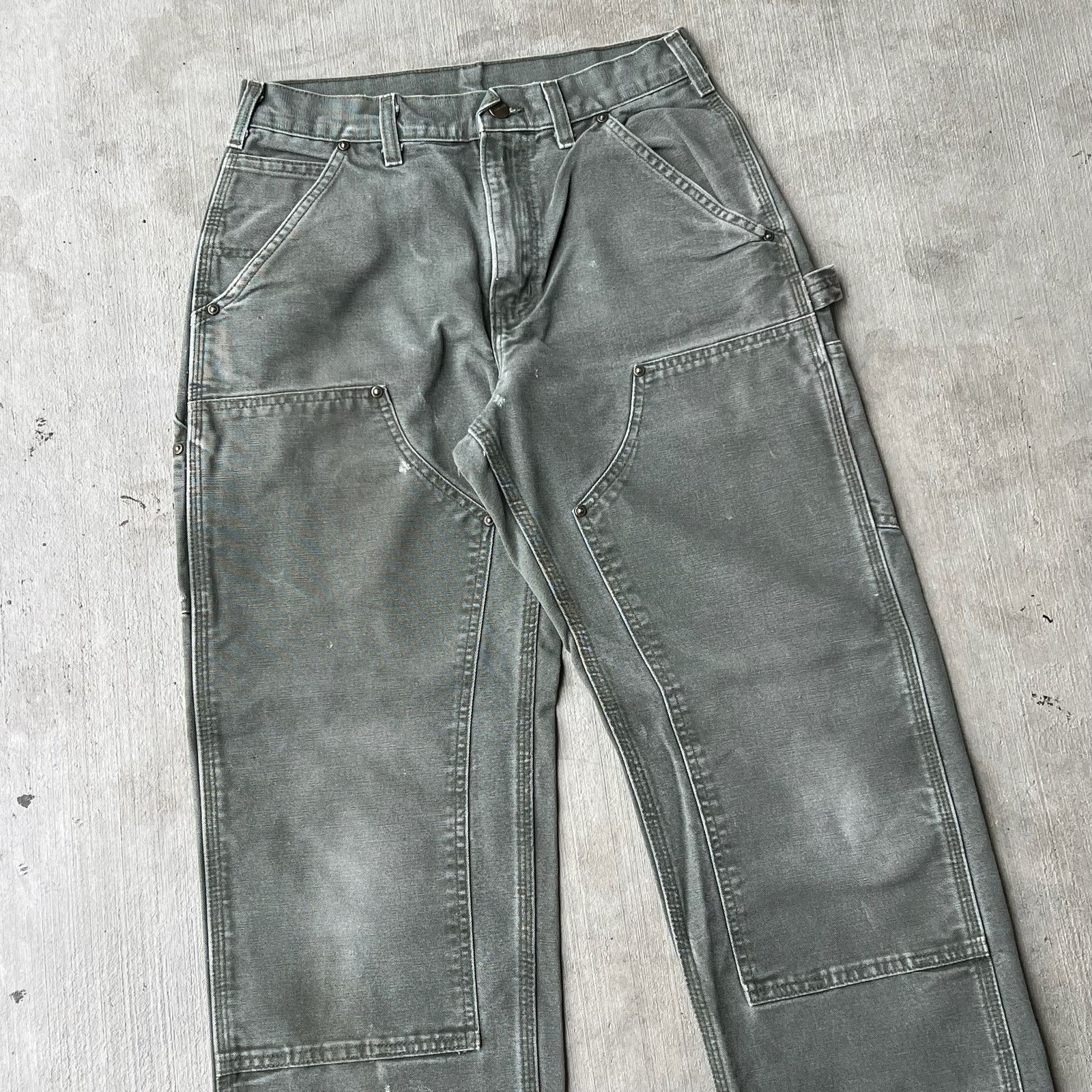 Carhartt × Vintage Carhartt faded green double knee work wear carpenter pants Size US 28 / EU 44 - 2 Thumbnail