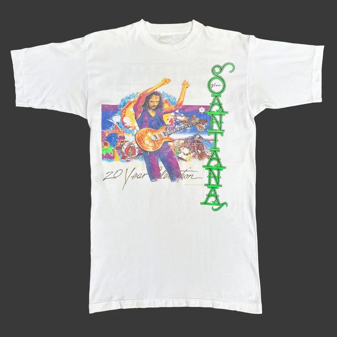 Band Tees Carlos Santana 1989 80s Vintage Euro Tour Band Rare T-Shirt Size US L / EU 52-54 / 3 - 1 Thumbnail