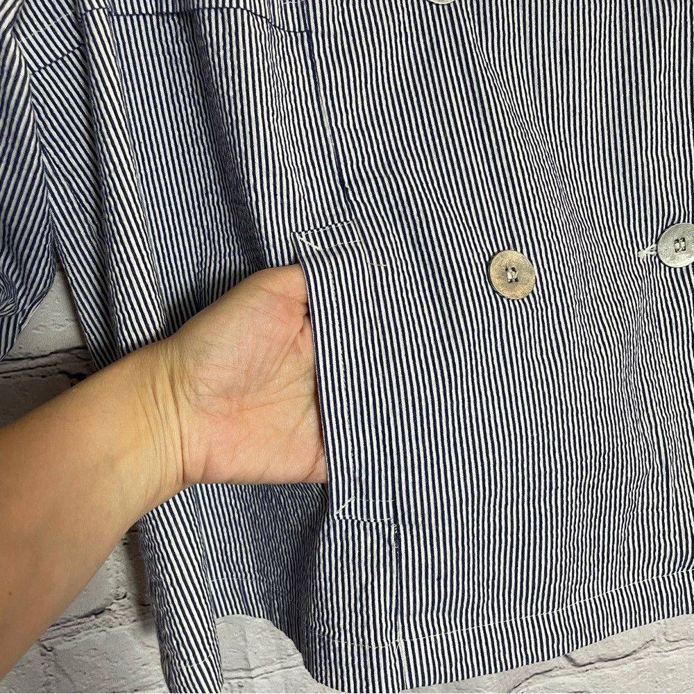 AMI AMI Cotton 3/4 Sleeve Striped Jacket Duster Size 2X Size XXL / US 16-18 / IT 52-54 - 4 Thumbnail