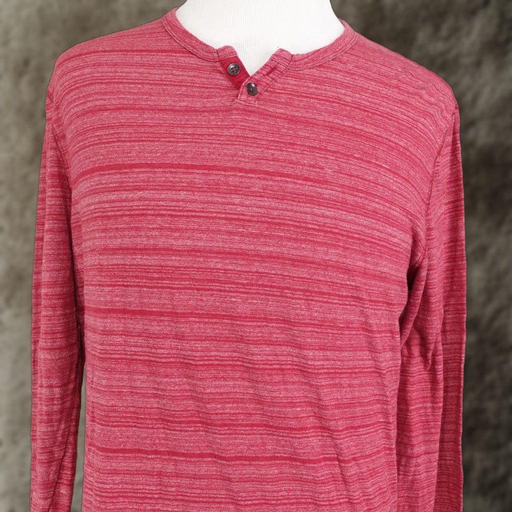 Express Express Shirt Mens XL Red Striped Long Sleeve Henley Tagless Soft Tee Casual Size US XL / EU 56 / 4 - 1 Thumbnail
