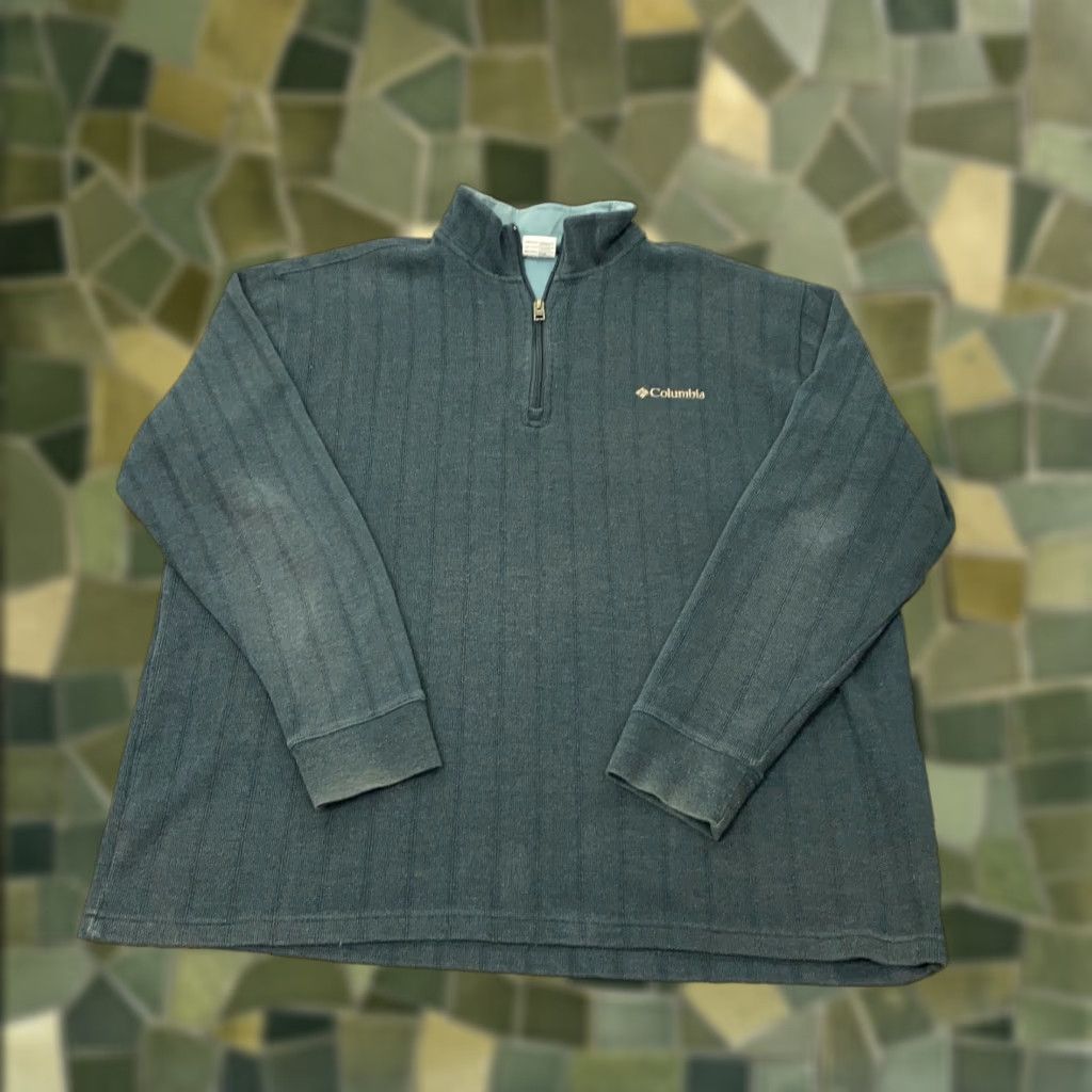 Vintage Columbia Mens Sweater 2XL Blue 1/4 Zip Pullover Long Sleeve Embroidered Knit Mock Neck Casual Business Winter Fall Spring Size US XXL / EU 58 / 5 - 1 Thumbnail