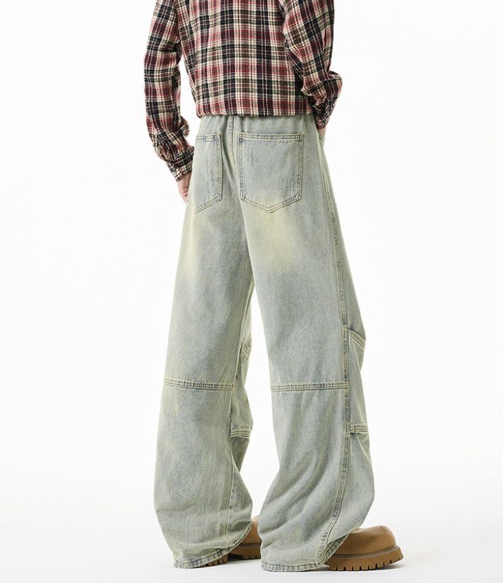 Japanese Brand American retro hip-hop washed workwear patchwork jeans Size US 32 / EU 48 - 4 Thumbnail