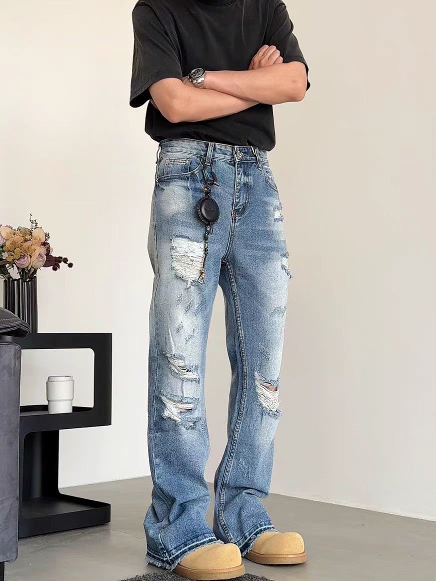 Japanese Brand × Jean High street washed ripped baggy micro flare jeans Size US 34 / EU 50 - 2 Thumbnail