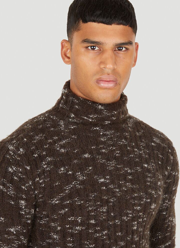 Raf Simons o1y0325 Turtleneck Sweater in Brown/White Size US L / EU 52-54 / 3 - 2 Thumbnail