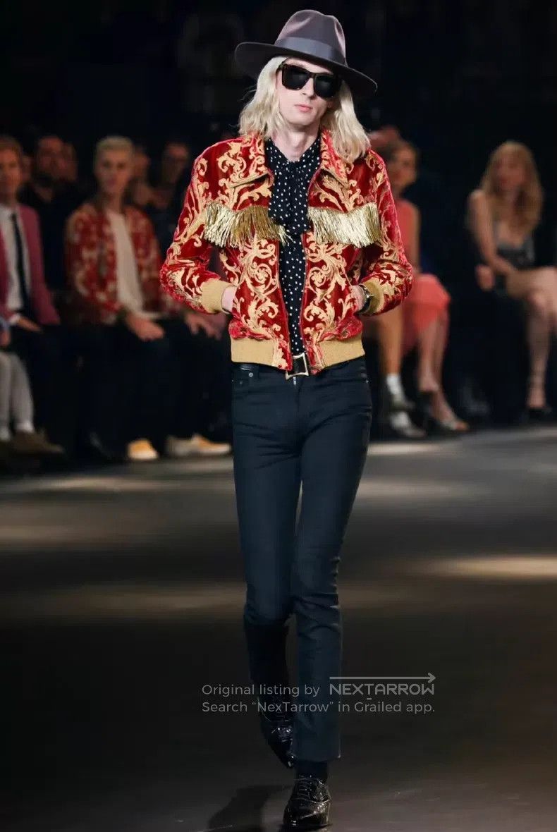 Saint Laurent Paris Saint Laurent Paris Red Velvet Mustache Jacket Court Jacke Size US S / EU 44-46 / 1 - 6 Thumbnail