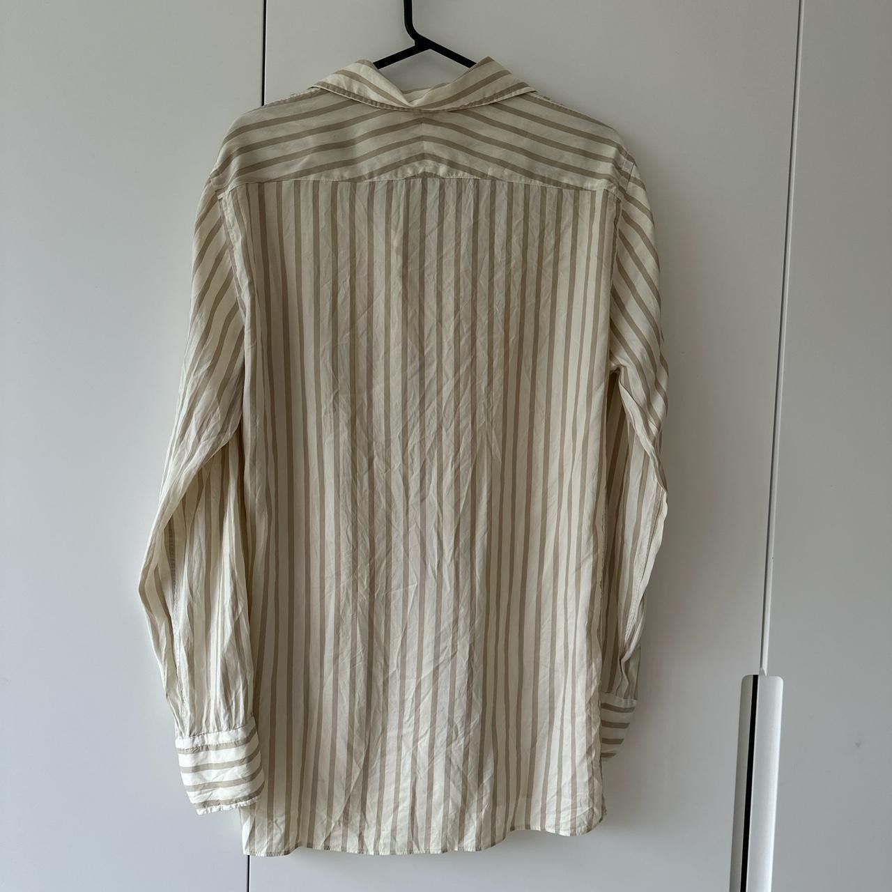 P. Johnson Classic Shirt - Beige Stripe Silk Size US M / EU 48-50 / 2 - 3 Thumbnail