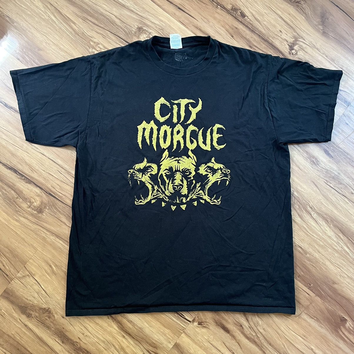 Pre-owned Hype X Vintage Crazy Vintage Y2k City Morgue Spike Dog Rap Graphic Punk Tee In Black