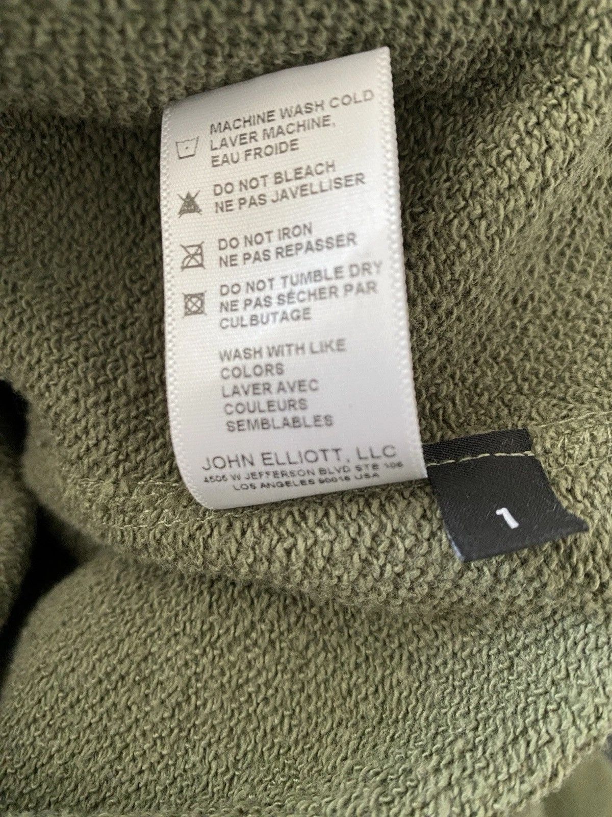 John Elliott John Elliot Villain Olive Green Hoodie Size 1 (Small) Size US S / EU 44-46 / 1 - 5 Thumbnail