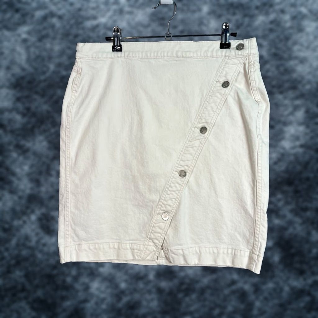 Hudson Hudson Womens Skirt Denim White Mini Short 32 Checked Cotton Lyocell Blend Button Vintage No N/A Size 24" / US 00 / IT 34 - 1 Thumbnail
