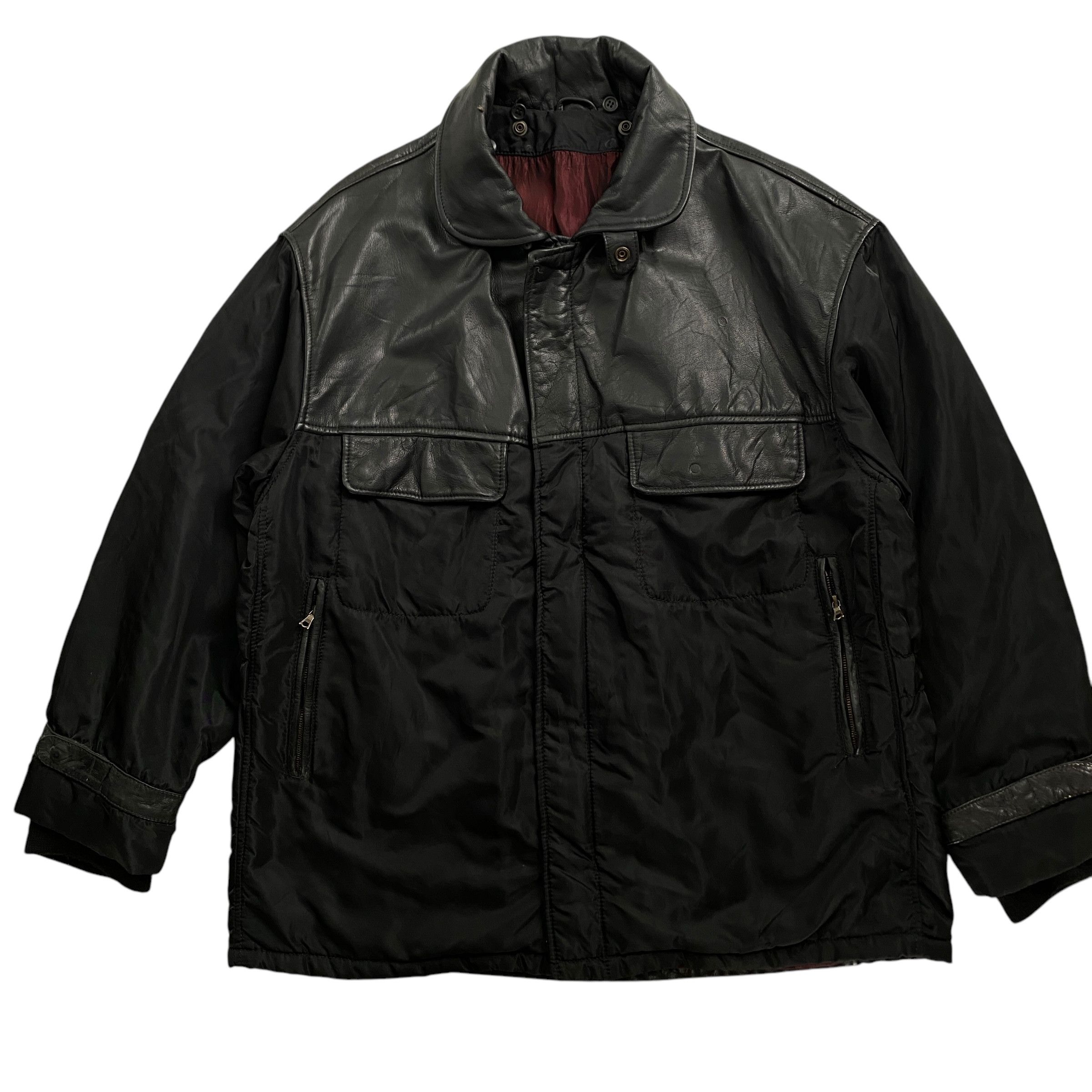 Hugo Boss Vintage Hugo Boss Hybrid Leather Trucker Jacket Size US L / EU 52-54 / 3 - 1 Thumbnail