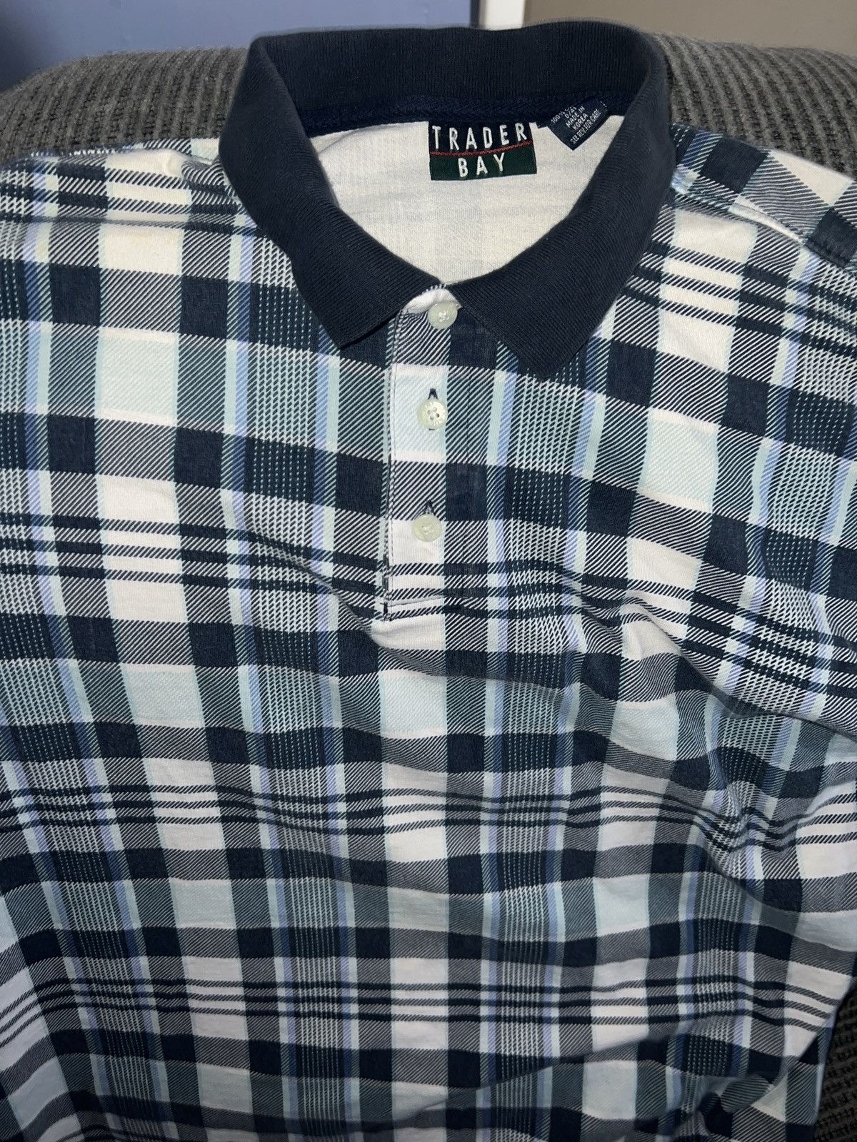 Trader Bay Trader Bay Plaid Polo Size US XL / EU 56 / 4 - 2 Thumbnail
