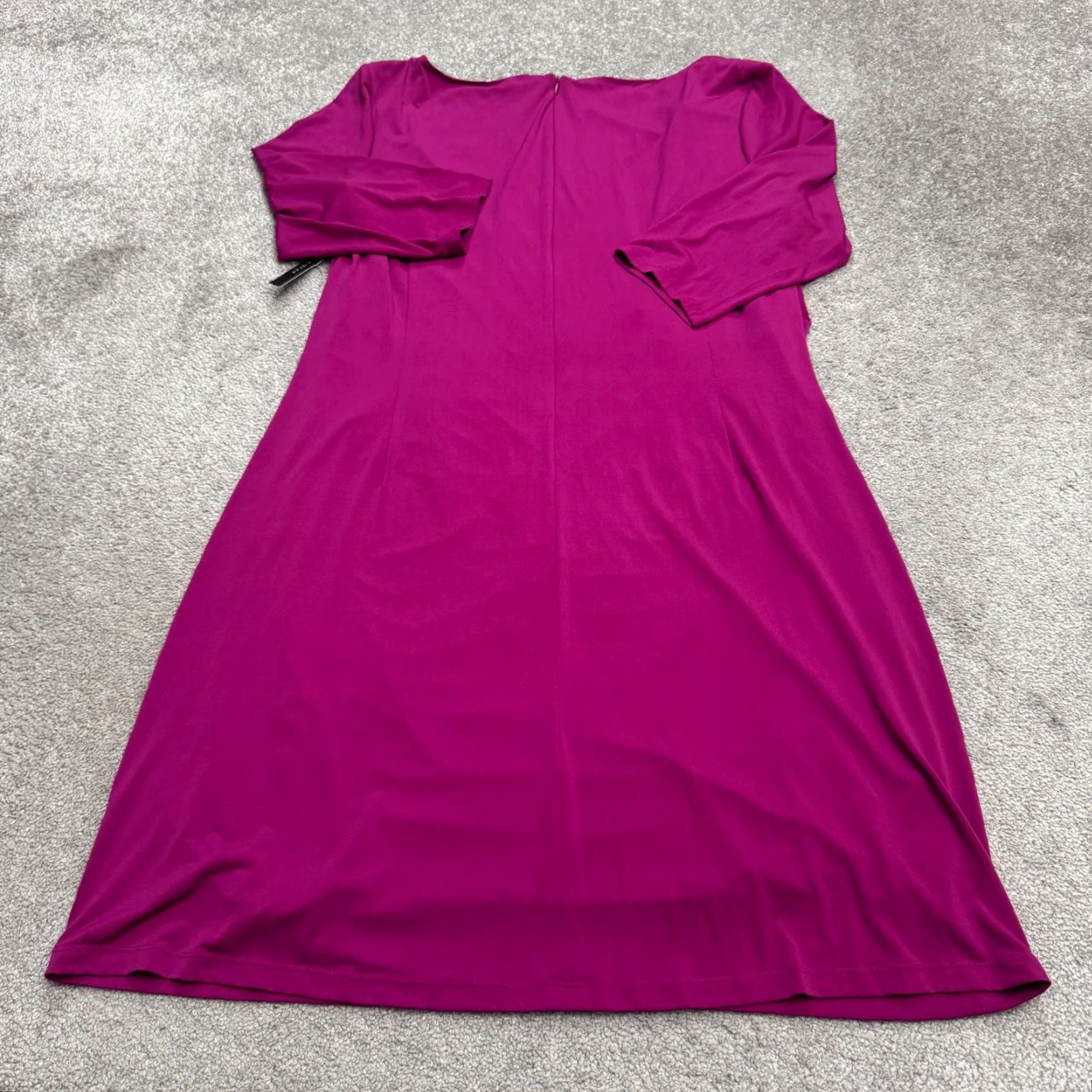 Vintage David Meister Dress Women Plus 20W Ruched Sheath Magenta Pink W/ Gold Chain NWT Size 3XL / US 20-22 - 2 Thumbnail