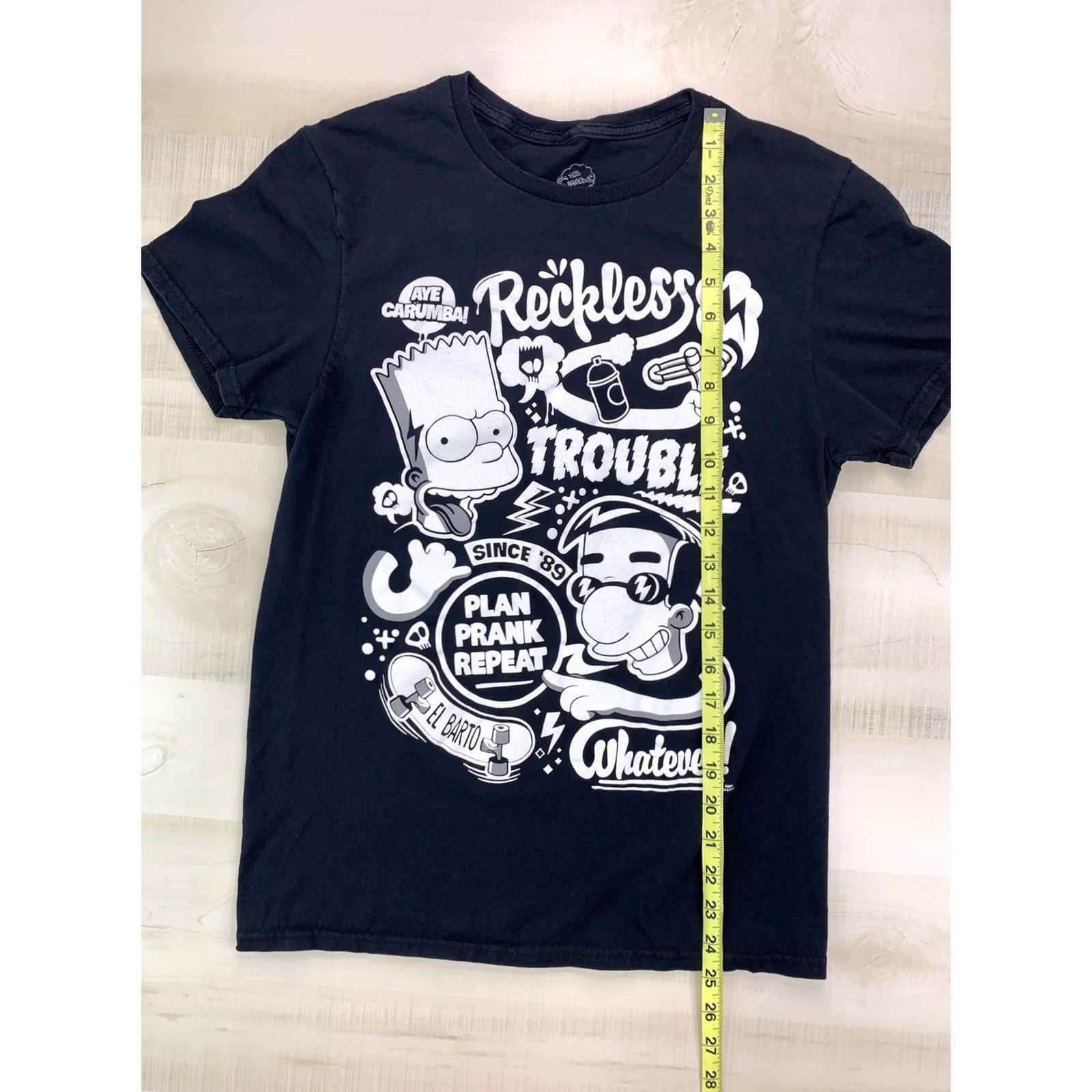 Vintage The Simpsons Bart Mill House Reckless Black White Graphic T Shirt Adult Small-7A Size US S / EU 44-46 / 1 - 5 Thumbnail