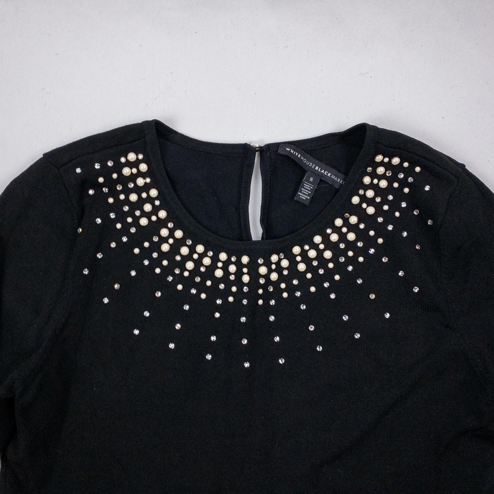 Other White House Black Market Black Beaded Sweater Womens Small Size S / US 4 / IT 40 - 2 Thumbnail