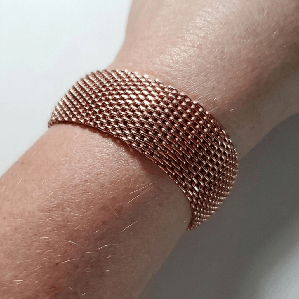 Other Mesh Bracelet 7.5" Reticulated Copper Rose Gold Flexible Size ONE SIZE - 1 Thumbnail