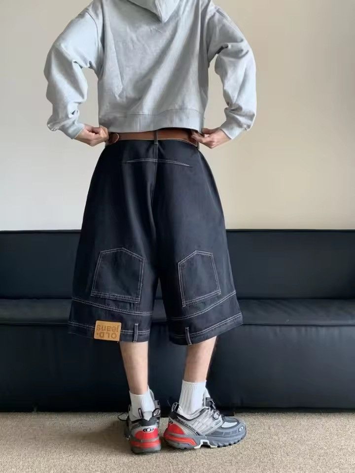 Jean Reversed Wide Leg Jorts, Baggy Denim Shorts Size US 34 / EU 50 - 1 Thumbnail
