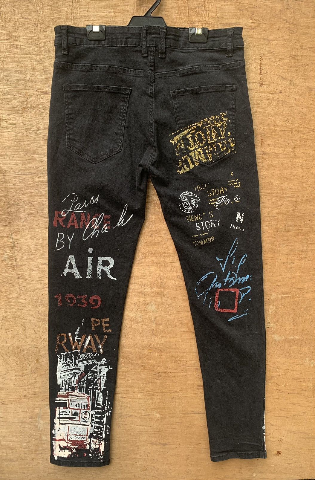 Japanese Brand 🔥 Creative Graffiti Graphic Print Streching Jeans Pants Size US 31 - 5 Thumbnail