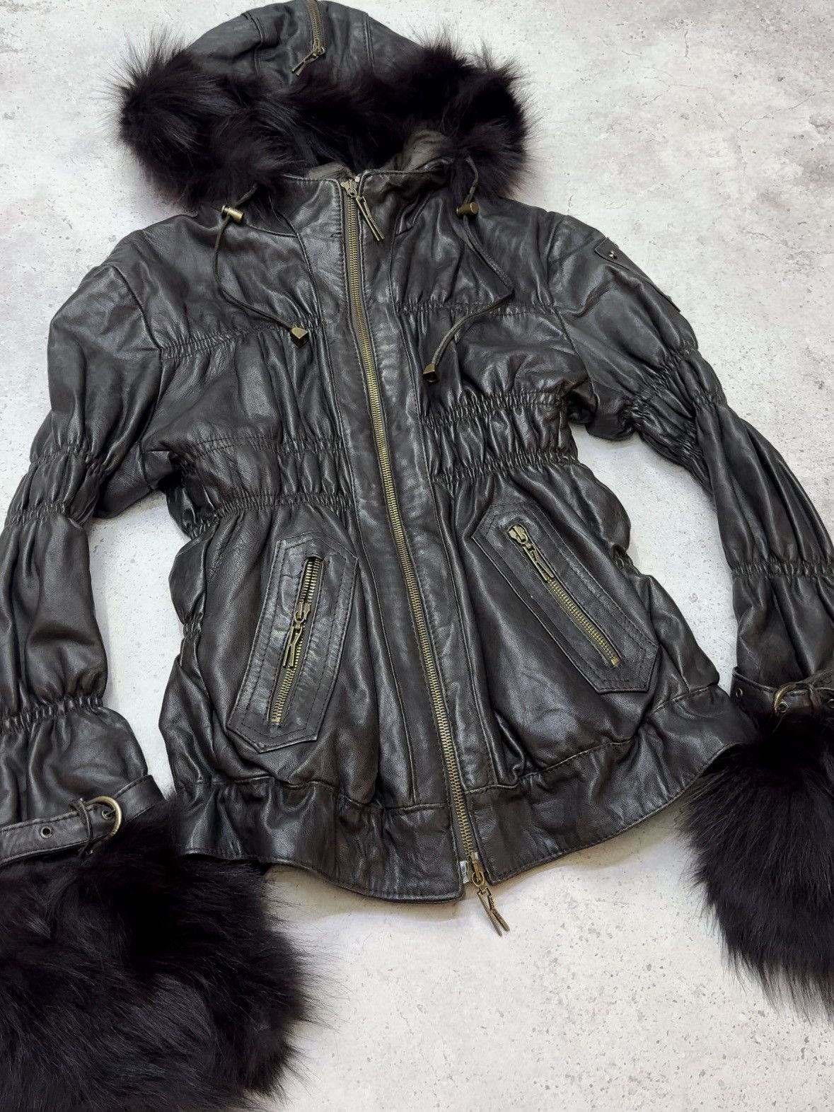 Japanese Brand Vintage Fur Leather/Fur Bandage Double Zip Leather Jacket Size US M / EU 48-50 / 2 - 8 Thumbnail
