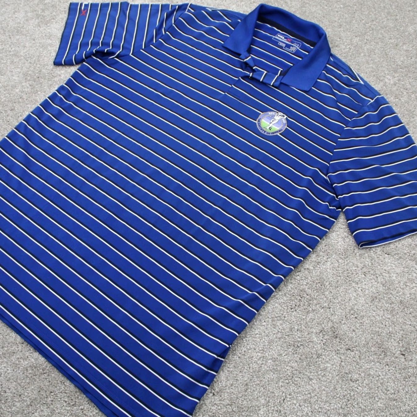 RLX Ralph Lauren RLX Ralph Lauren Polo Shirt Mens XL Blue Short Sleeve Pullover Polo Golf Sports Polyester Blend Stretch Moisture Wicking Striped Logo Button Size US XL / EU 56 / 4 - 3 Thumbnail