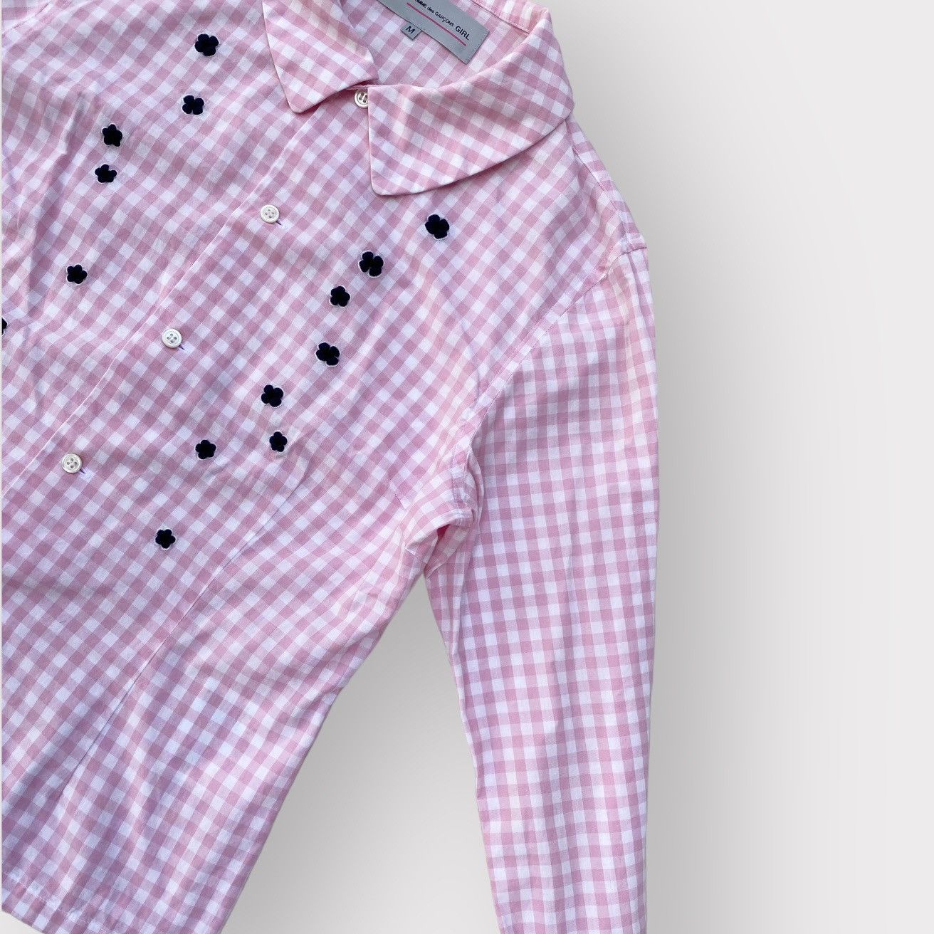 image of Aw16 Comme Des Garcons Girl Jupe By Jackie Pink Plaid Shirt, Women's (Size Medium)
