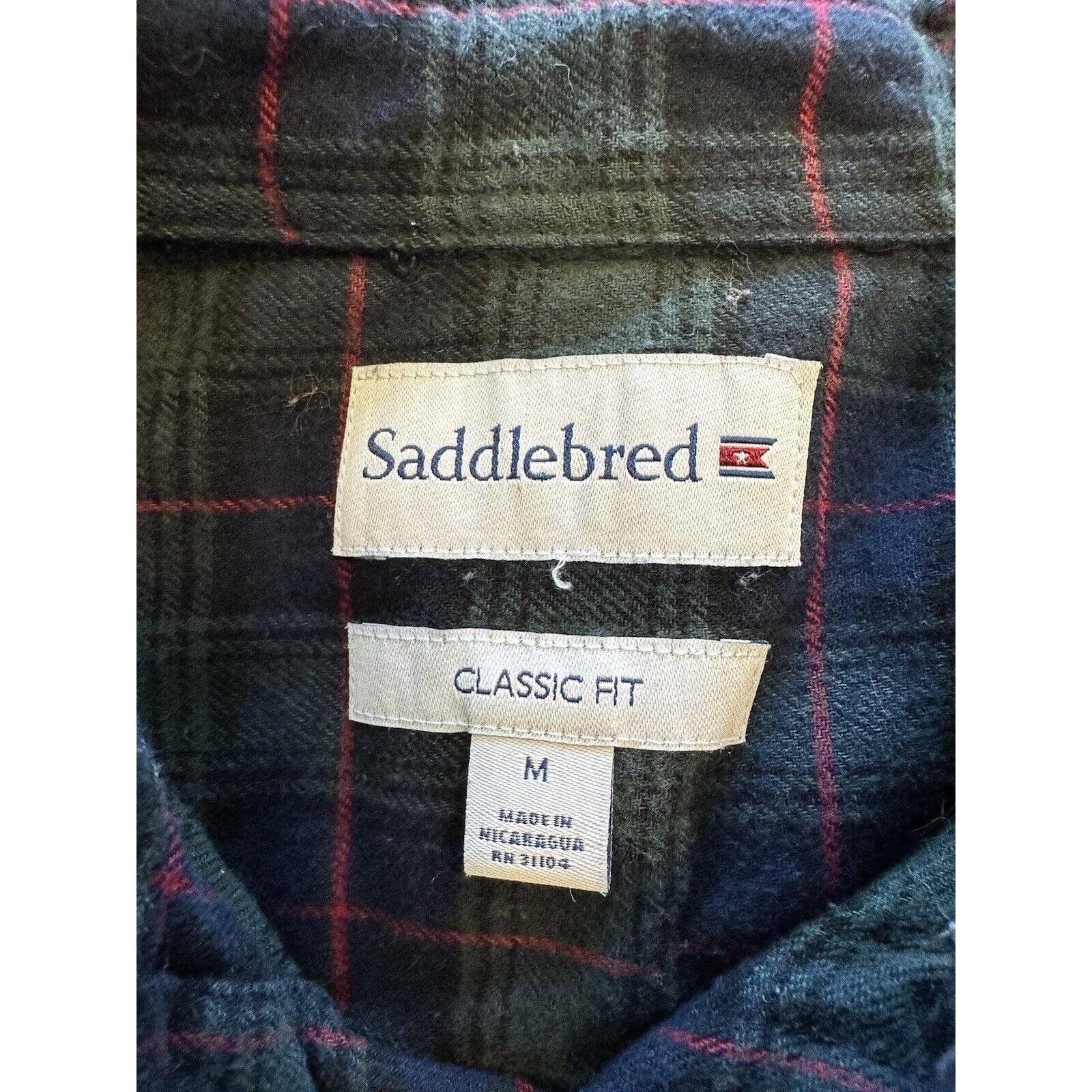Saddlebred Saddlebred Button Flannel Shirt Green/Navy Blue Plaid Medium Size US M / EU 48-50 / 2 - 4 Thumbnail
