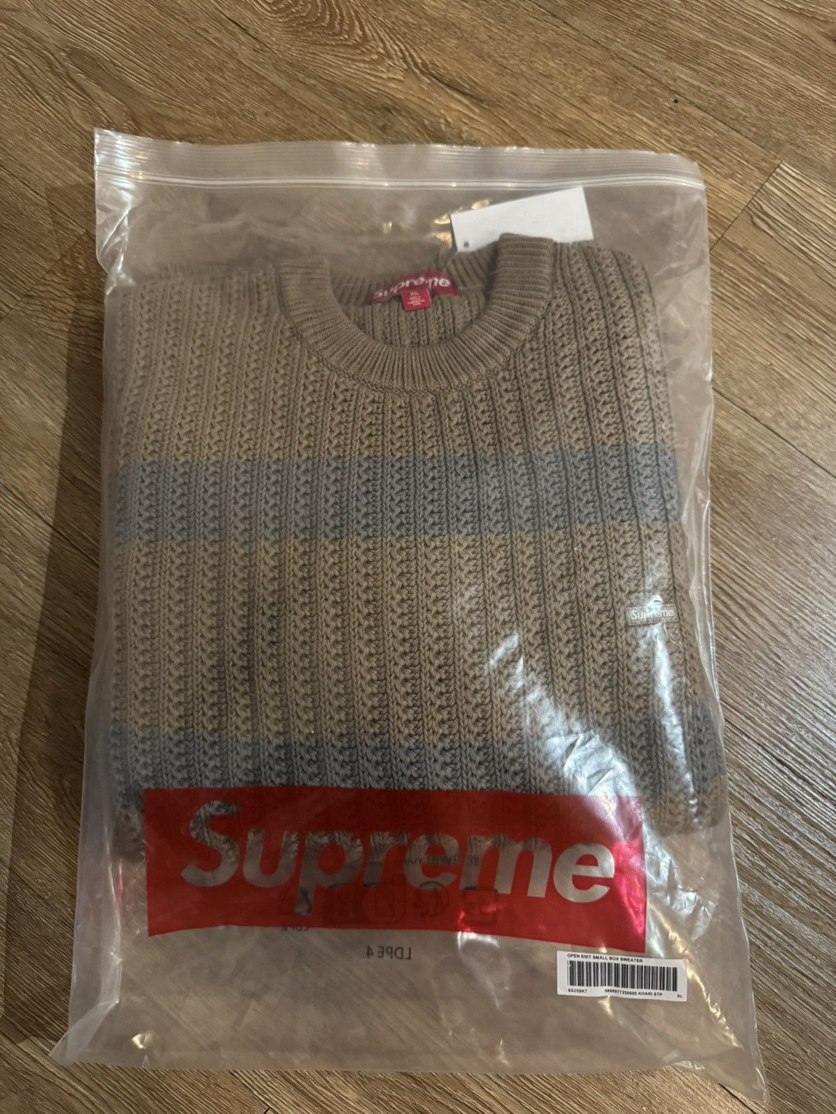 Supreme Khaki Loose Gauge Stripe Small Box Sweater | Grailed