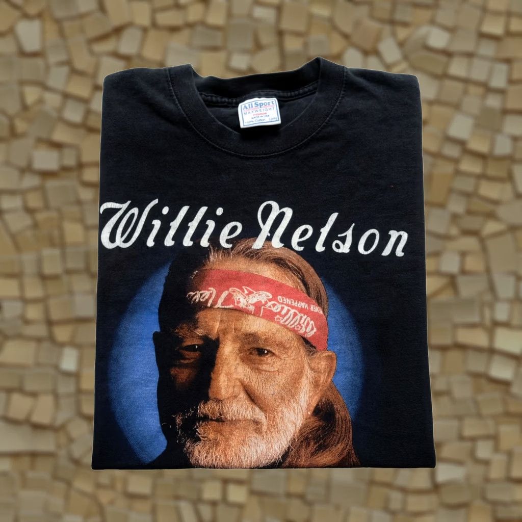 Alife VINTAGE Willie Nelson VTG Y2K 90s USA MADE THE FACTS OF LIFE COUNTRY MUSIC T SHIRT SZ L Men's Black Cotton Short Sleeve Crew Neck 90s Music Size US L / EU 52-54 / 3 - 1 Thumbnail