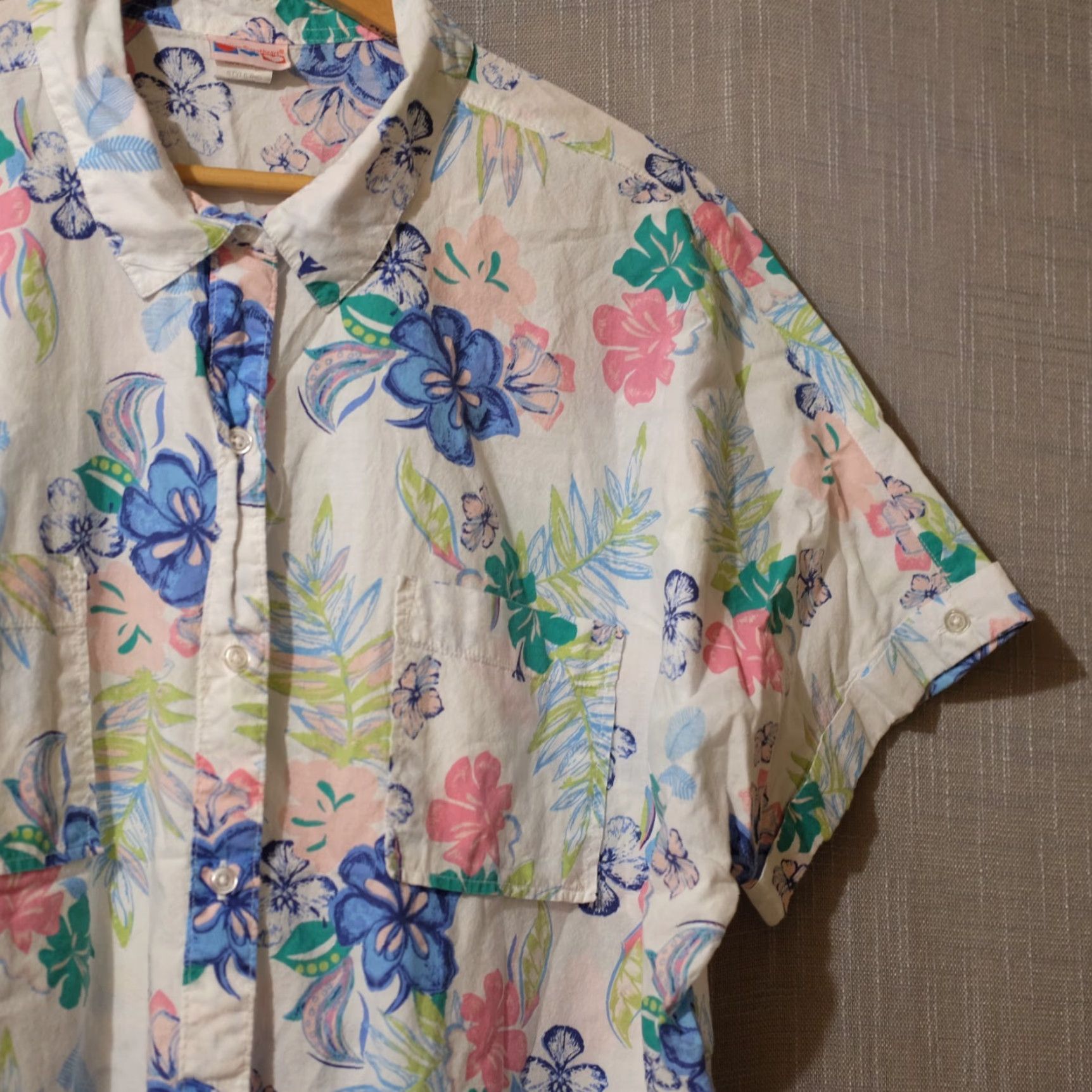 Vintage American Sweetheart Blouse Shirt Womens XX White Floral Semi-Sheer Button Up - Casual Party/Cocktail | 27 Bust 28 Length Size XXL / US 16-18 / IT 52-54 - 3 Thumbnail