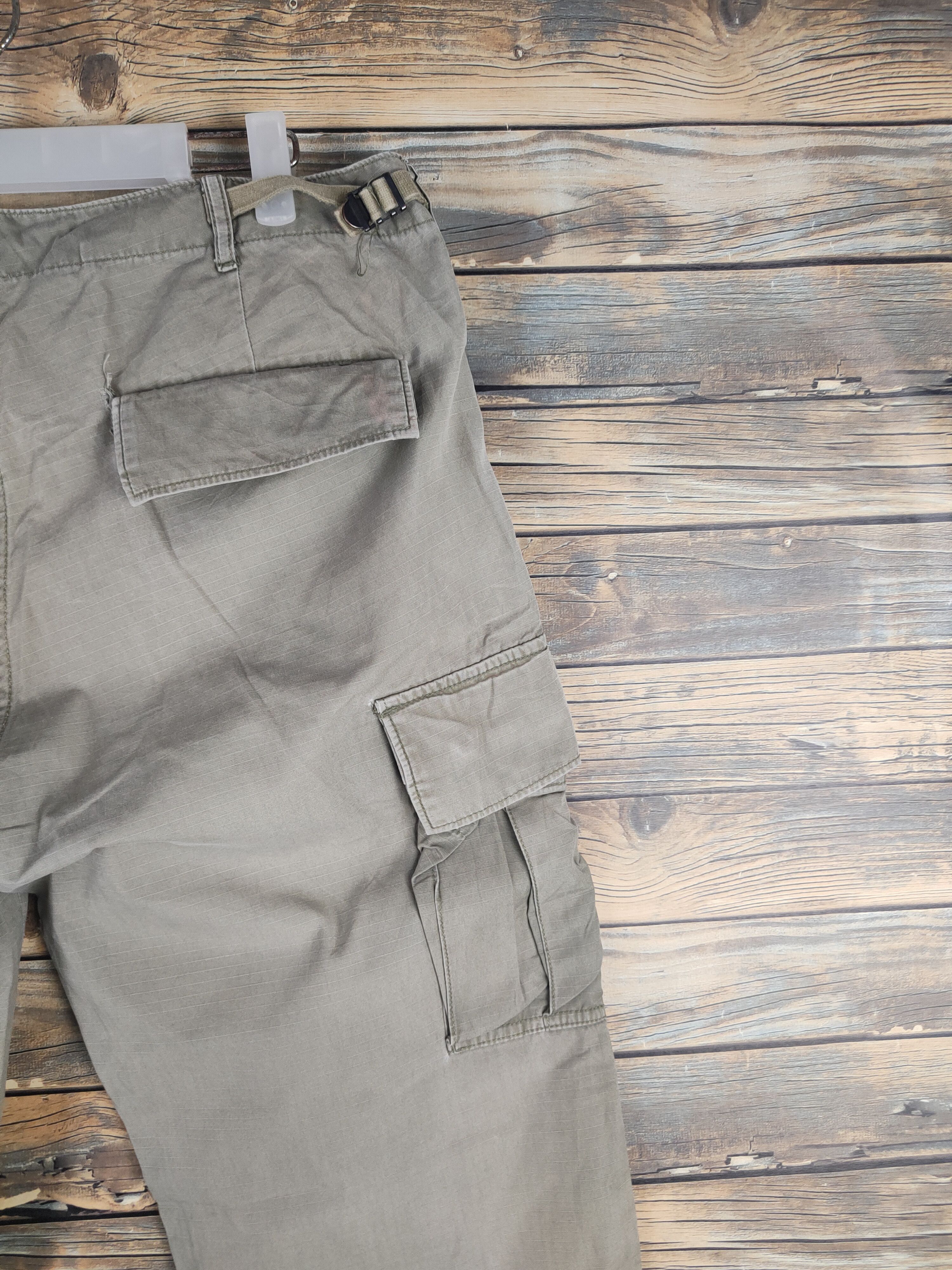Japanese Brand DL Back Number Olive Faded Multipocket Cargo Pants #46-227T Size US 34 / EU 50 - 12 Thumbnail