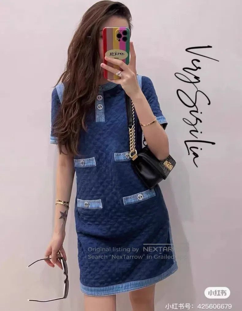 Chanel Chanel Denim dress with diamond button Size XXS / US 00 / IT 34 - 9 Thumbnail