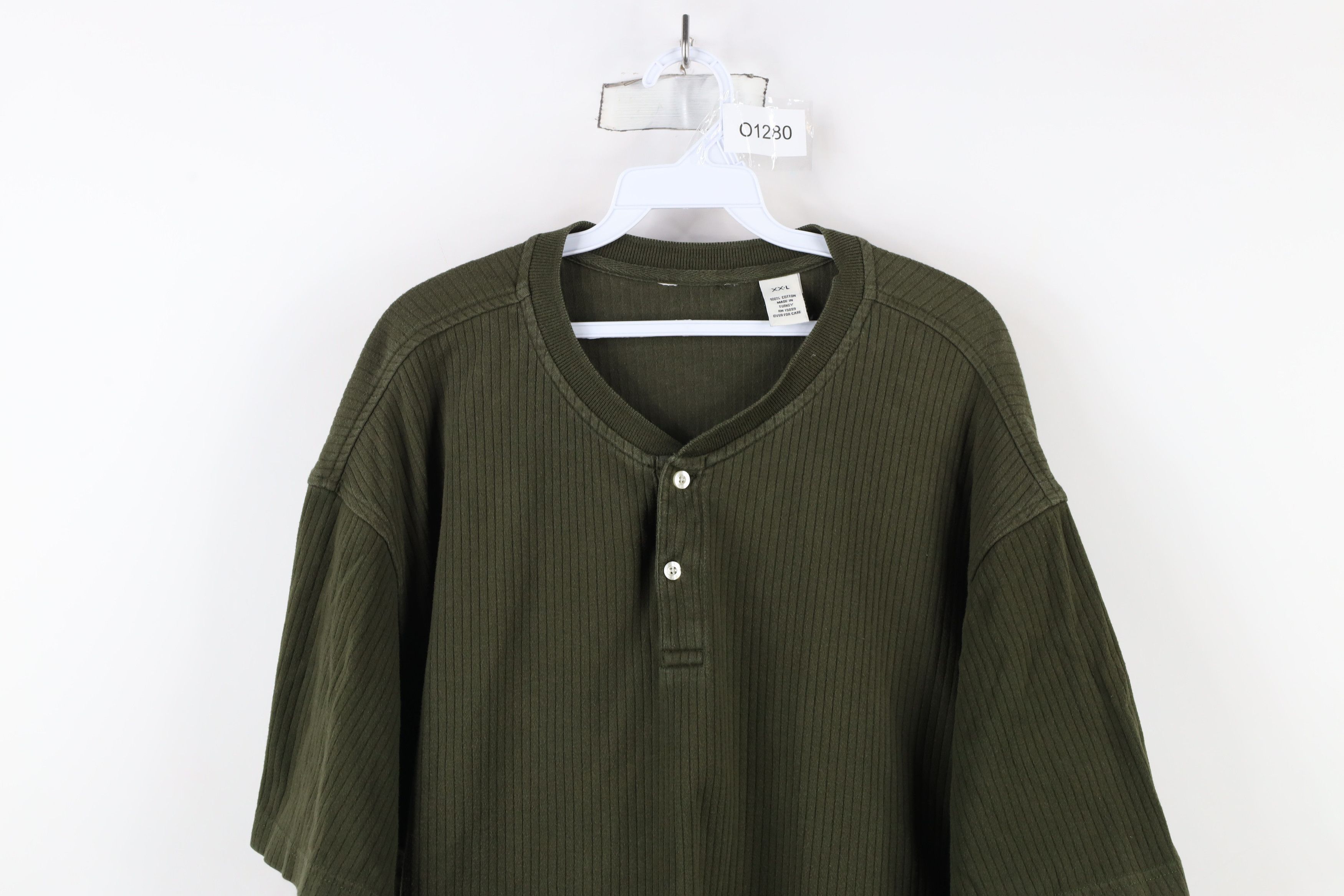 Vintage Vintage 90s Streetwear Ribbed Short Sleeve Henley T-Shirt Size US XXL / EU 58 / 5 - 2 Thumbnail