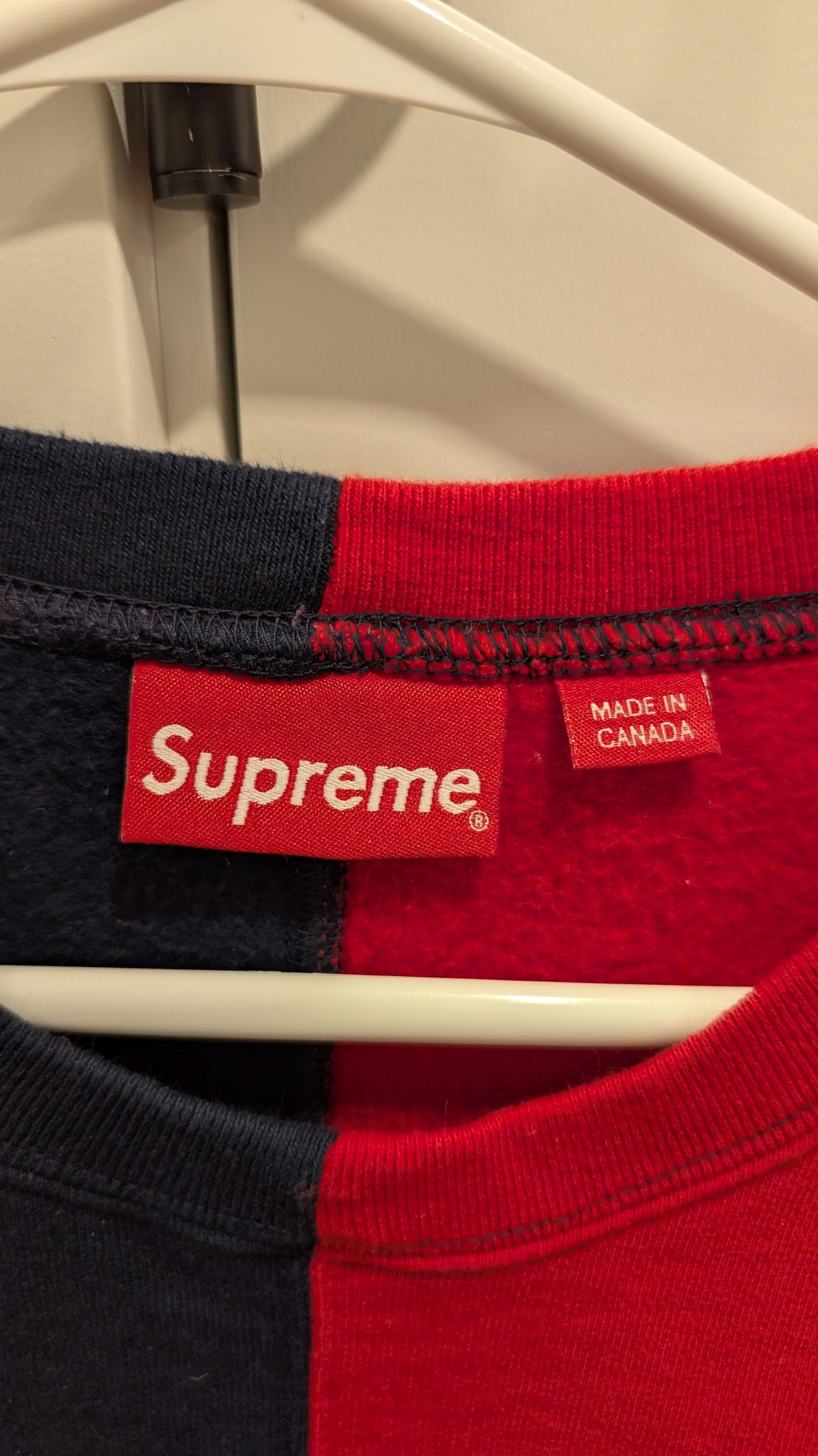 Supreme Supreme Split Crewneck Sweatshirt - FW18 - Navy/Red - Size S Size US S / EU 44-46 / 1 - 2 Thumbnail