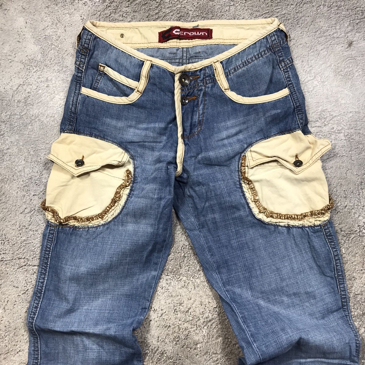 Vintage Vintage 90s Distressed Baggy Cargo Jeans Skate Y2K Logo 26 Size 26" / US 2 / IT 38 - 3 Thumbnail