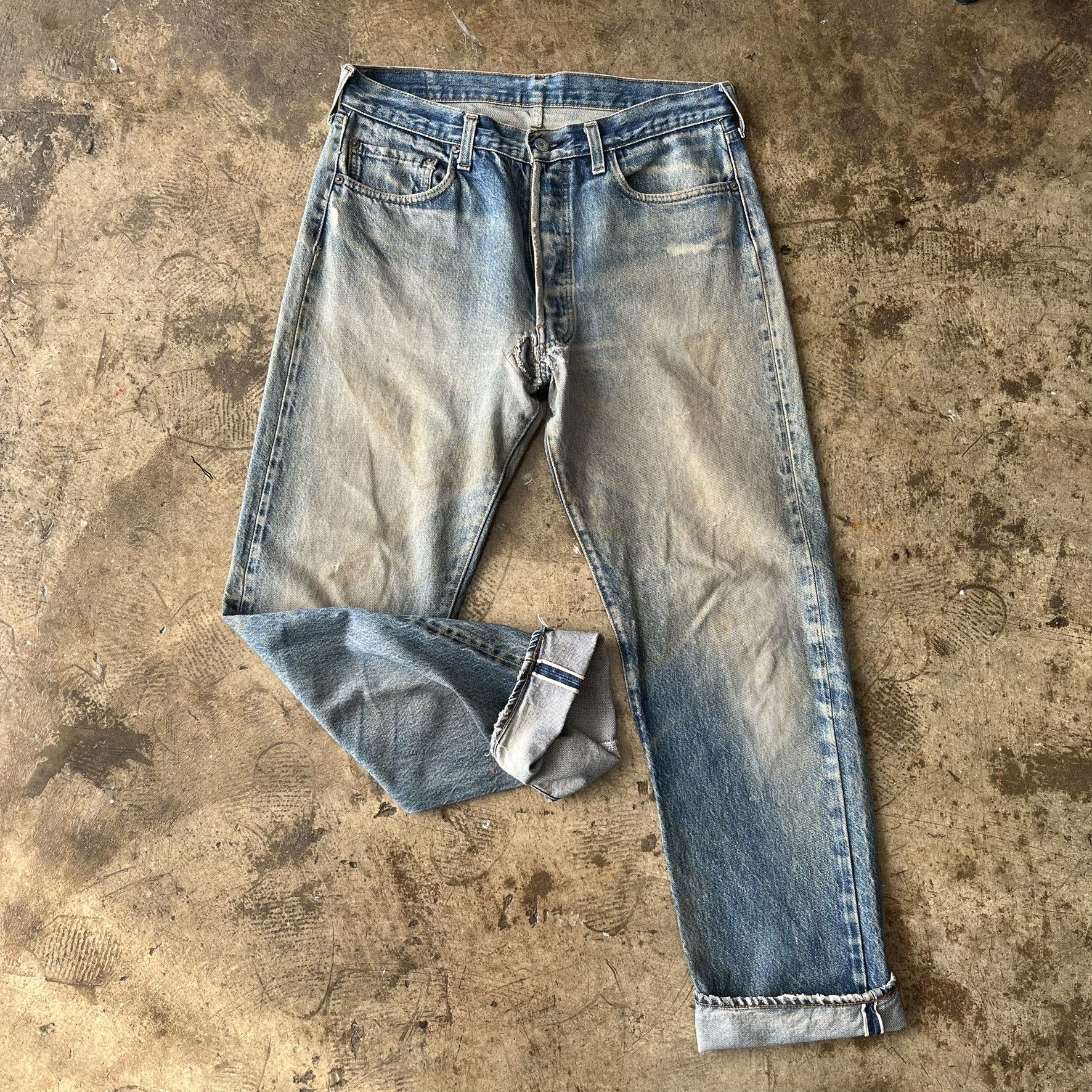 Size 32x29.5 Vintage 1980s Levi's 501 Selvedge Jeans S56