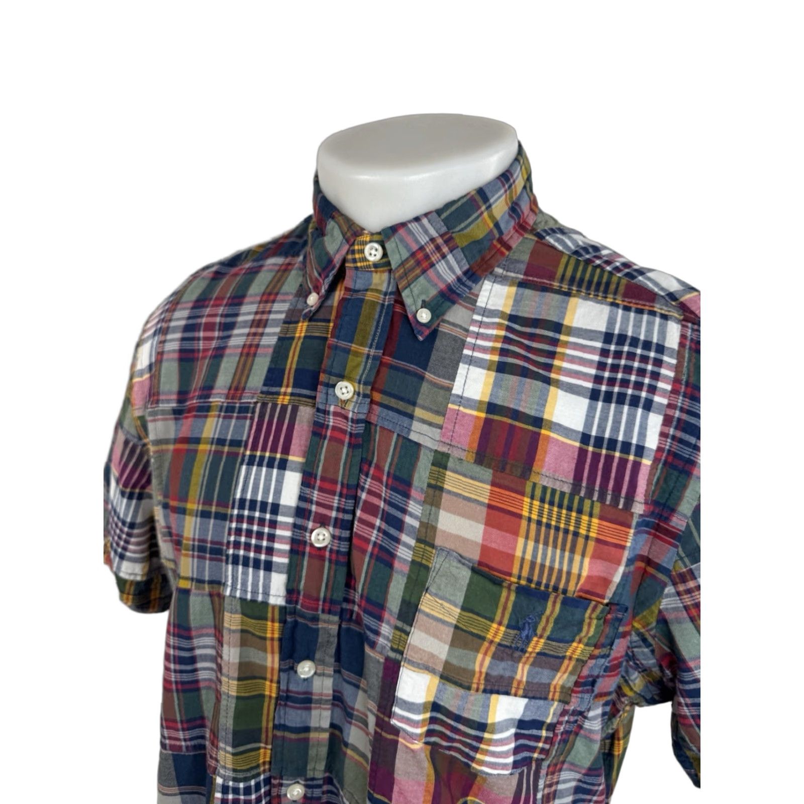 Ralph Lauren Ralph Lauren - Bleeding Madras PATCHWORK Colorful Mens L Shirt M / L Button-Up Short Sleeve Size US L / EU 52-54 / 3 - 1 Thumbnail