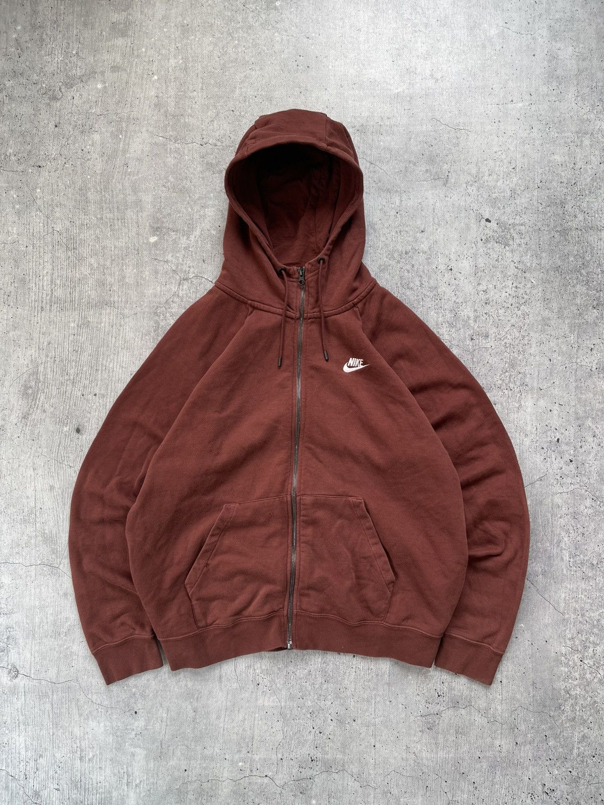 Nike × Vintage Y2K Nike Swoosh Logo Brown Zip Up Distressed Rare Hoodie M Size US M / EU 48-50 / 2 - 2 Thumbnail