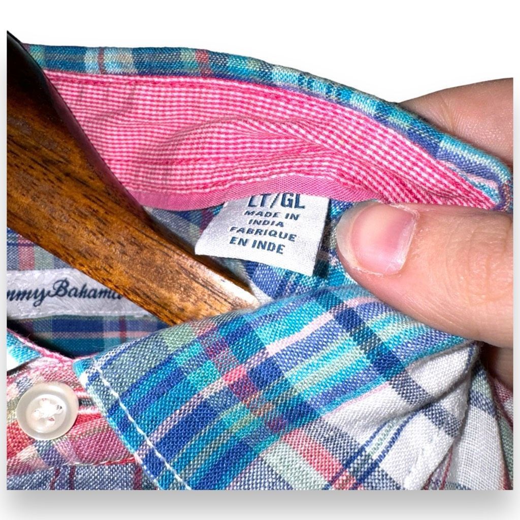 Tommy Bahama Plaid Tommy Bahama Linen Print Button Up Shirt Size LT Size US L / EU 52-54 / 3 - 4 Thumbnail