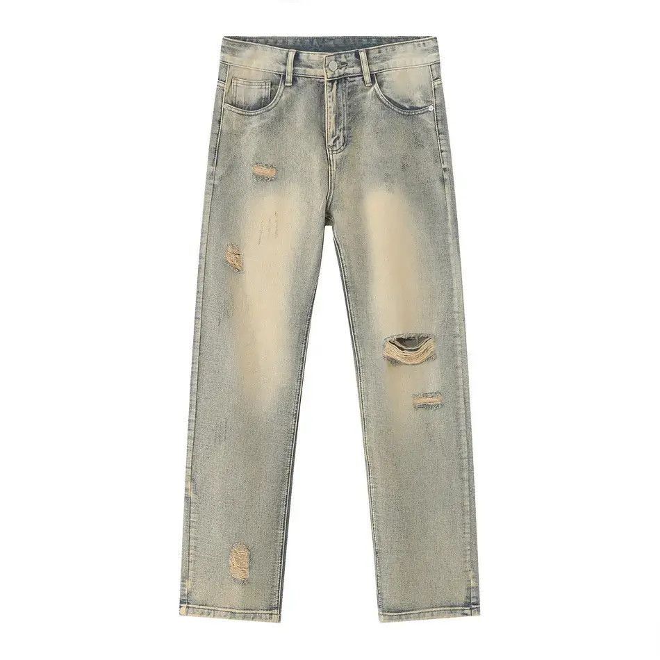 Japanese Brand Retro casual straight leg ripped jeans Size US 32 / EU 48 - 5 Thumbnail