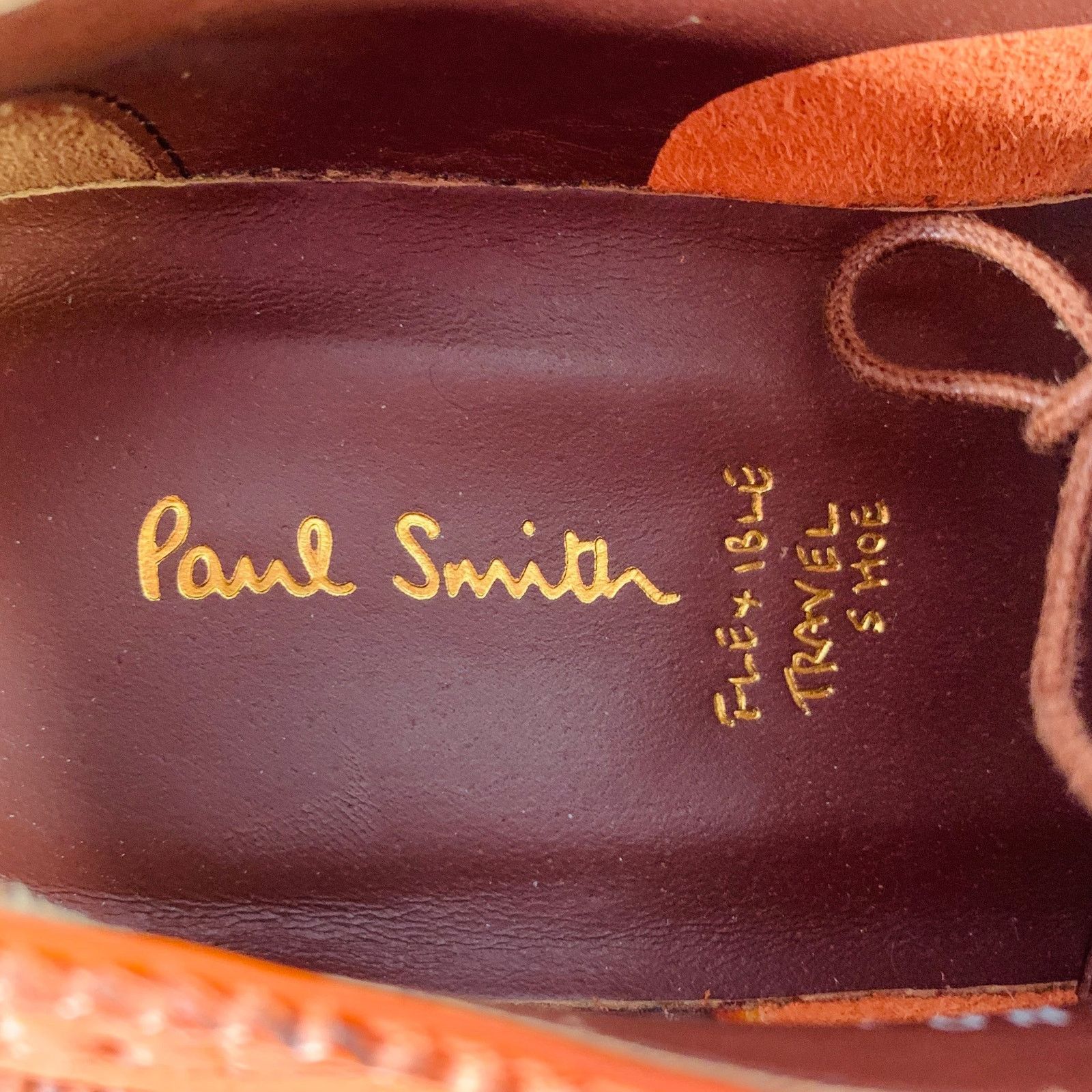 Paul Smith 7.5 Orange Perforated Leather Wingtip Lace-Up Flexible Size US 7.5 / EU 40-41 - 7 Thumbnail