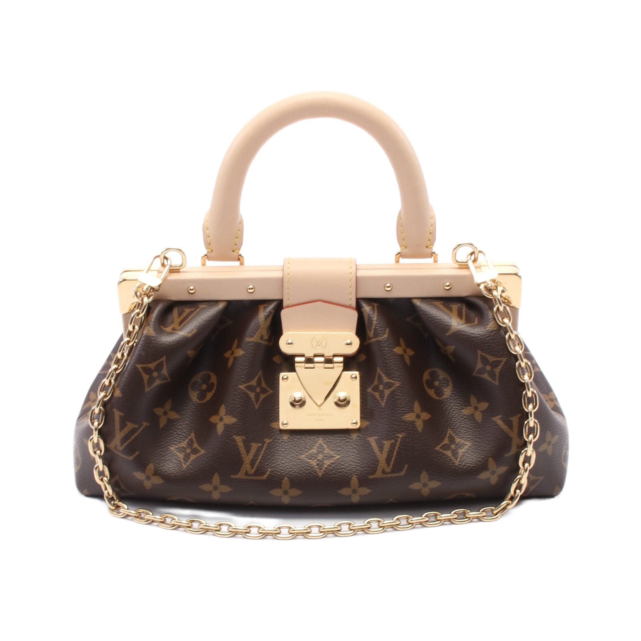 Louis Vuitton Monogram Clutch Handbag Leather Brown