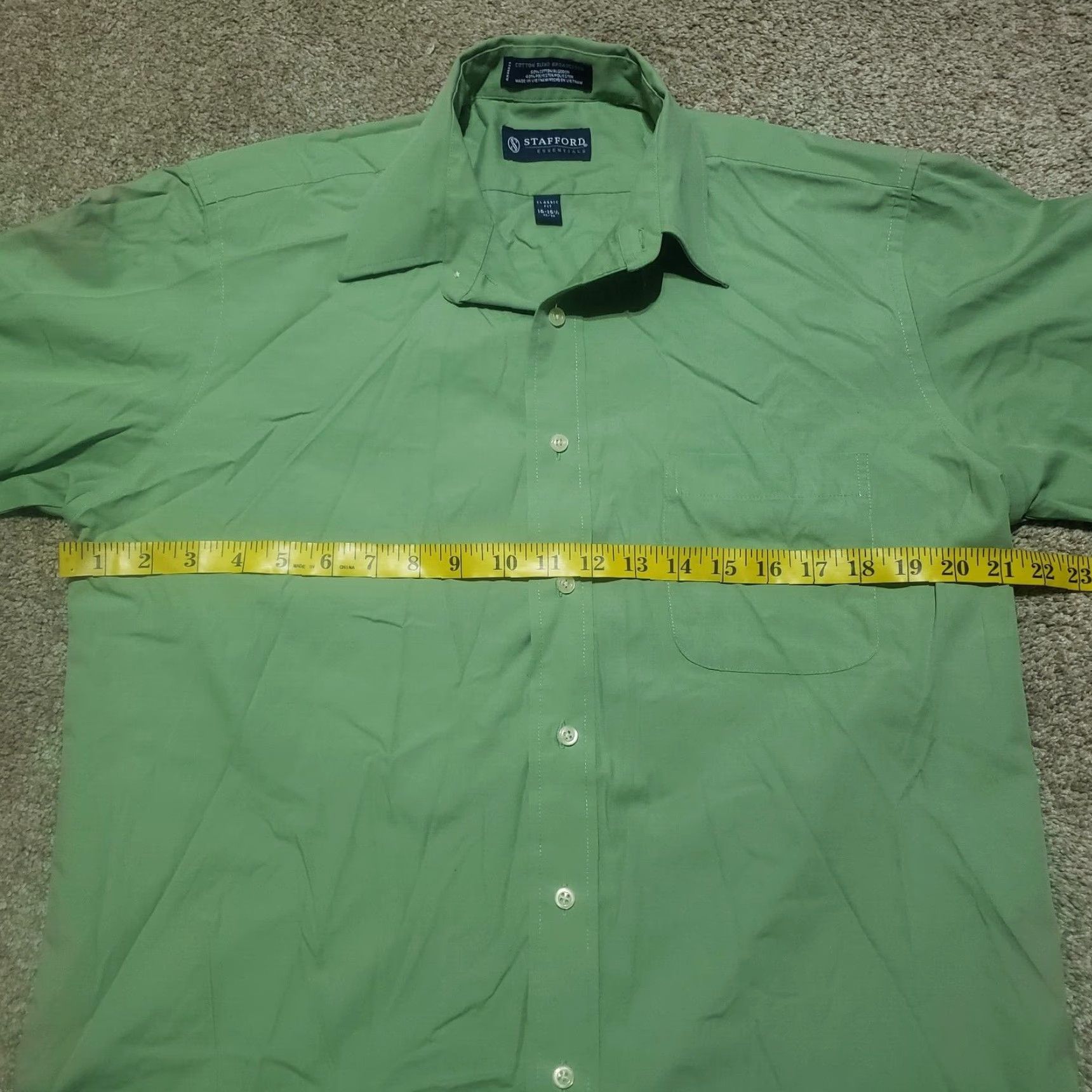 Stafford Stafford Shirt Adult Men 15.5 Green Long Sleeve Button-Up Collared Cotton All Seasons 15.5 Size US L / EU 52-54 / 3 - 4 Thumbnail