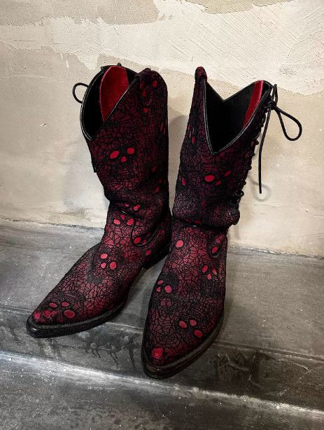 Number (N)ine Number (N)ine 05SS Skull Spider Pointed-Toe Long Boots Size US 6 / EU 39 - 2 Thumbnail