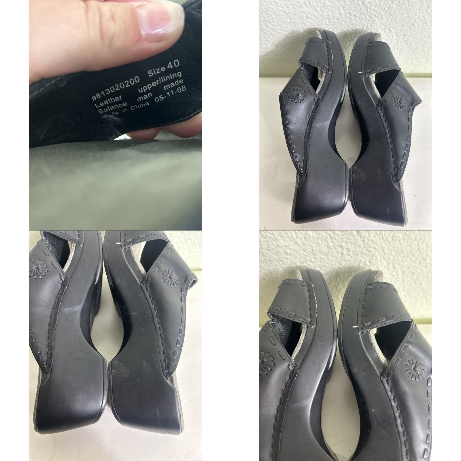 Dansko Dansko Open Toe Wedge Sandal Slip-On Black Leather Women US 10 40"} Size US 10 / IT 40 - 9 Thumbnail