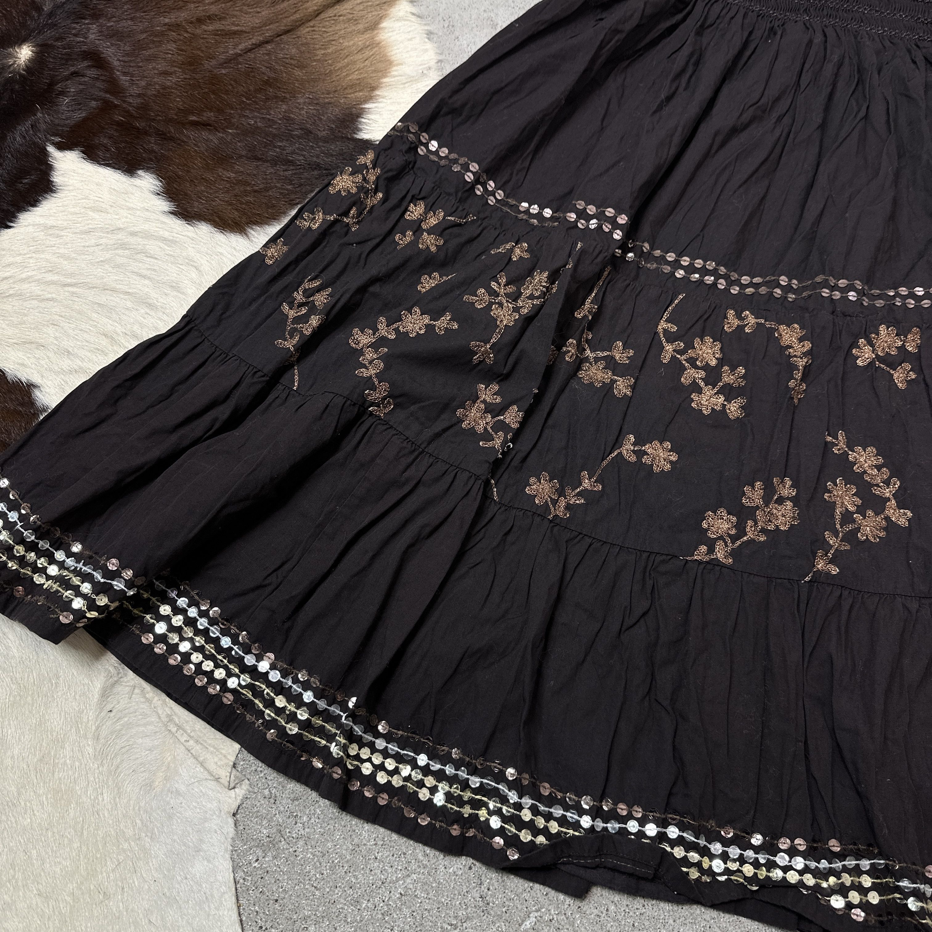 Vintage Vintage Floral Maxi Pleated Sequins Skirt Y2K Size 27" / US 4 / IT 40 - 3 Thumbnail