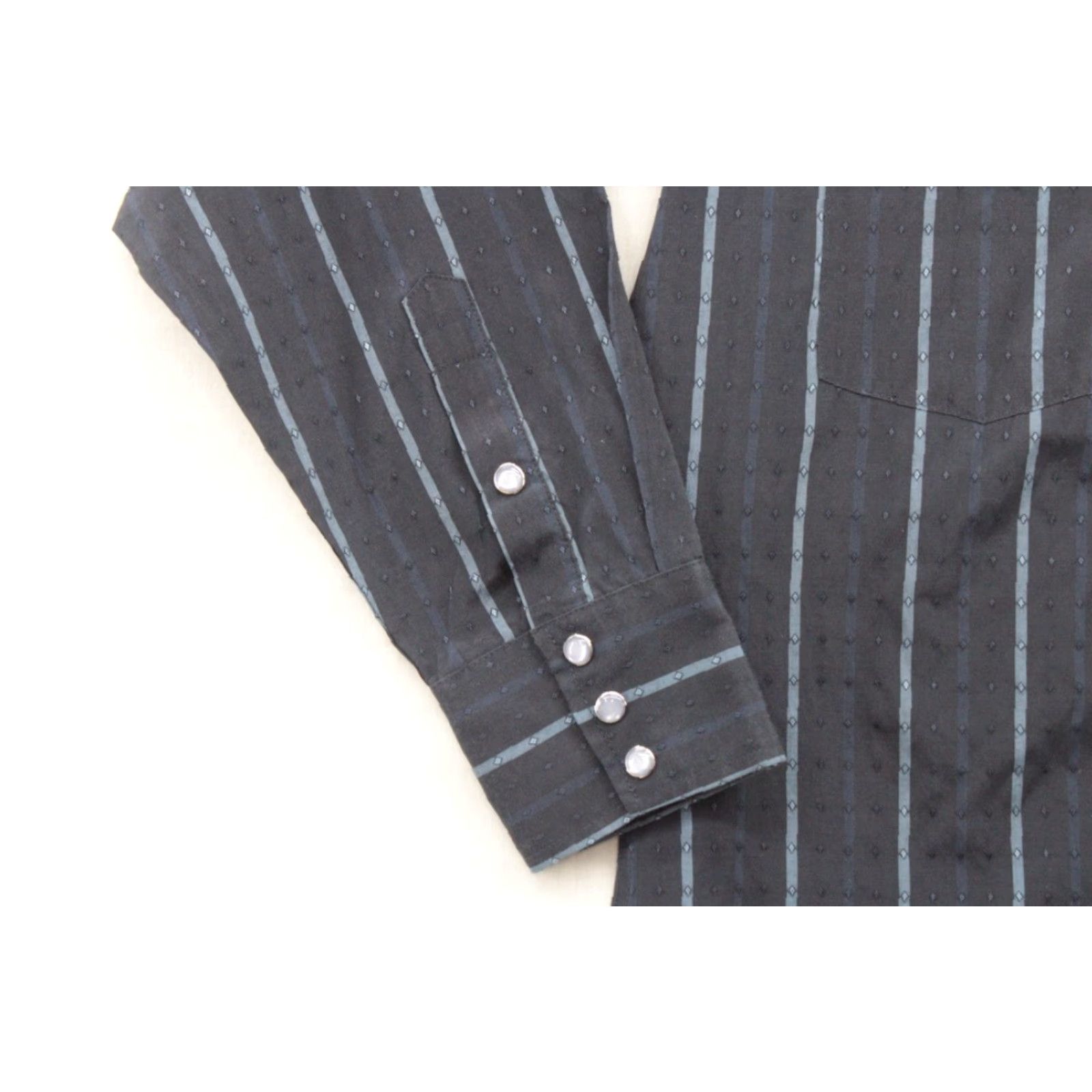 Vintage Panhandle Slim Shirt Mens Medium Blue Striped Diamond Print Pearl Snap Western Size US M / EU 48-50 / 2 - 3 Thumbnail