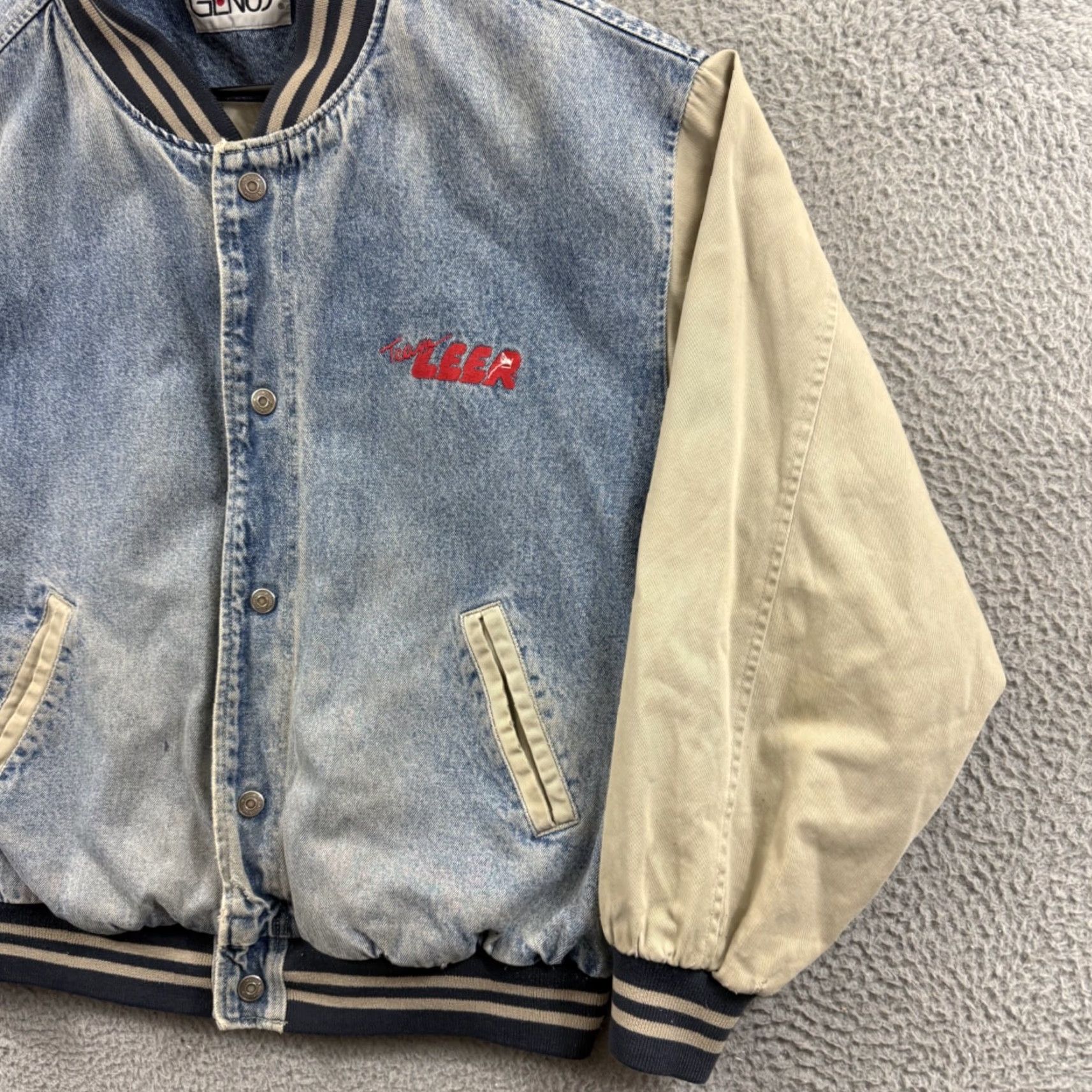 Denime VINTAGE Genus Jacket Mens Large Blue Denim Bomber 90s Snap Outdoor Size US L / EU 52-54 / 3 - 5 Thumbnail
