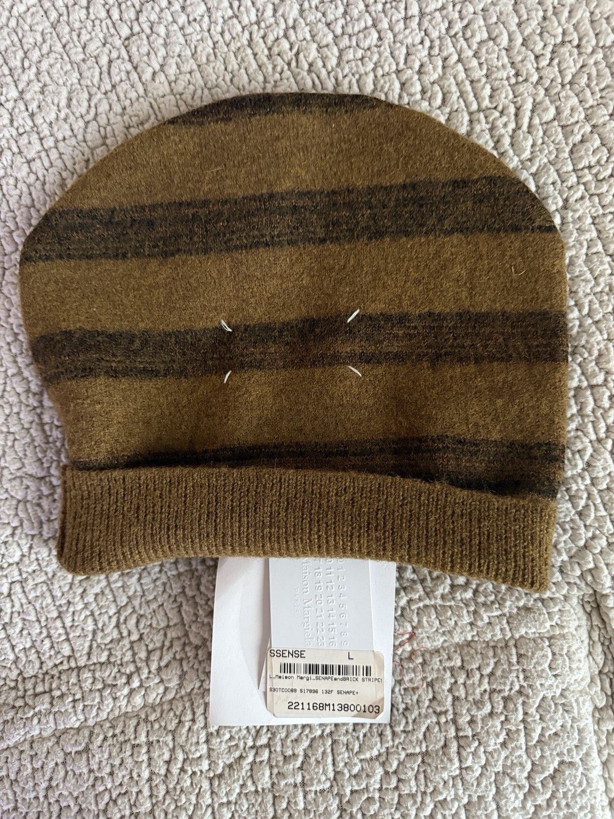 Maison Margiela Brown Wool Striped Beanie Senape/Brick Size Large NWT Size ONE SIZE - 2 Thumbnail