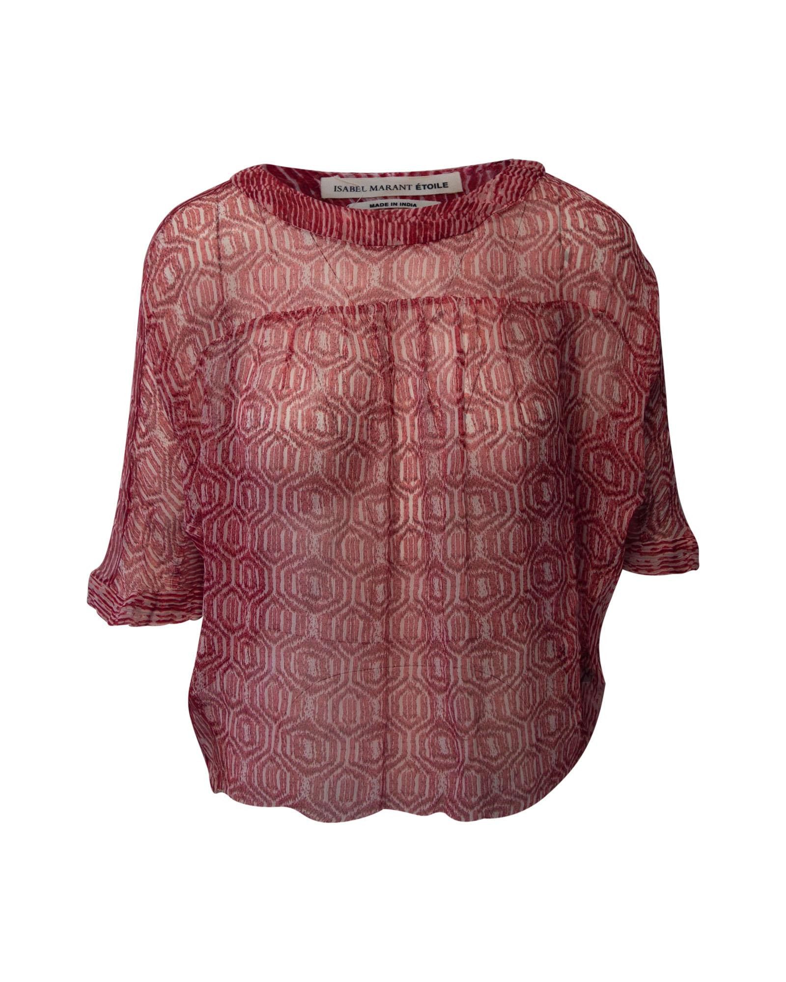 image of Red Silk Honeycomb Blouse By Isabel Marant Etoile, Women's (Size Small)