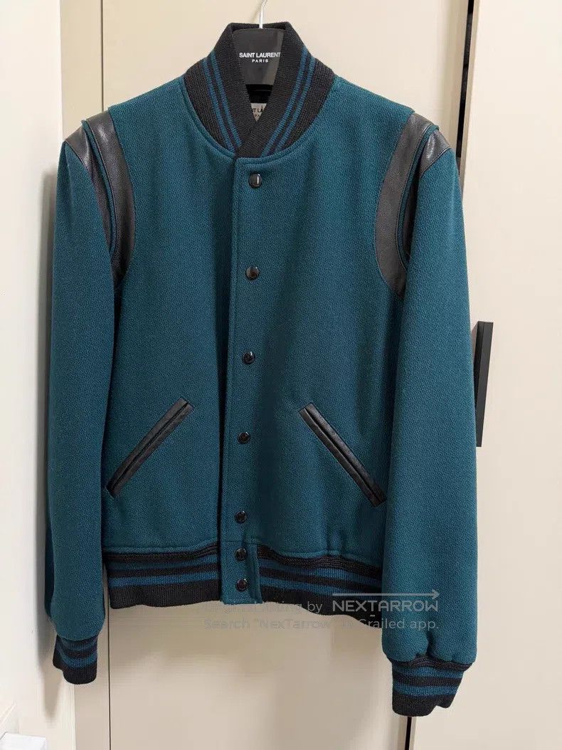 Saint Laurent Paris Saint Laurent Paris Olive Green Woolen Baseball Jacket Size US S / EU 44-46 / 1 - 1 Thumbnail